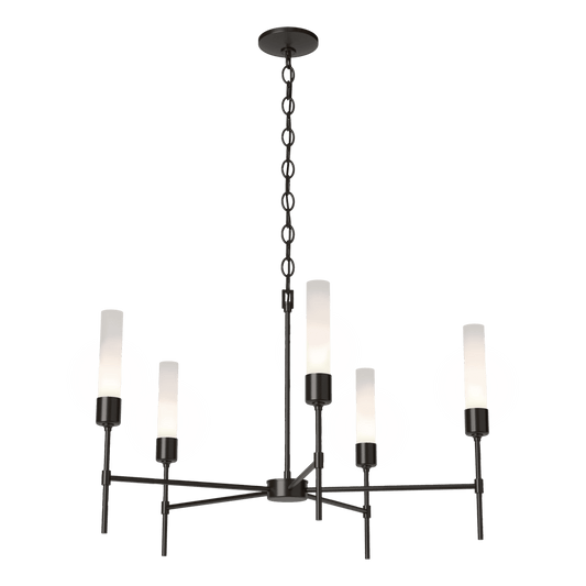 Vela 5-Arm Chandelier - Oil Rubbed Bronze - Frosted Glass by Hubbardton Forge