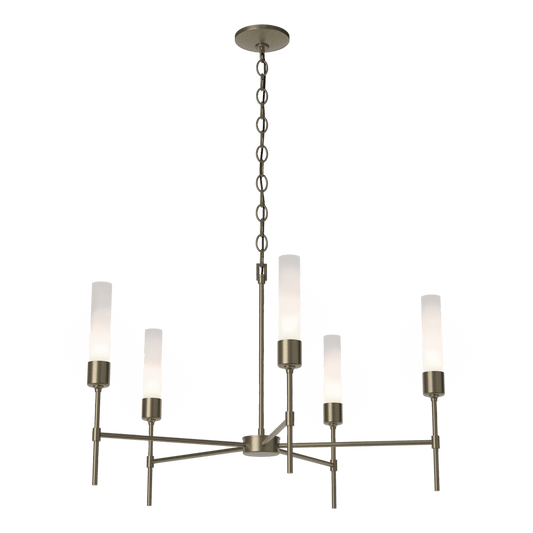 Vela 5-Arm Chandelier - Soft Gold - Frosted Glass by Hubbardton Forge
