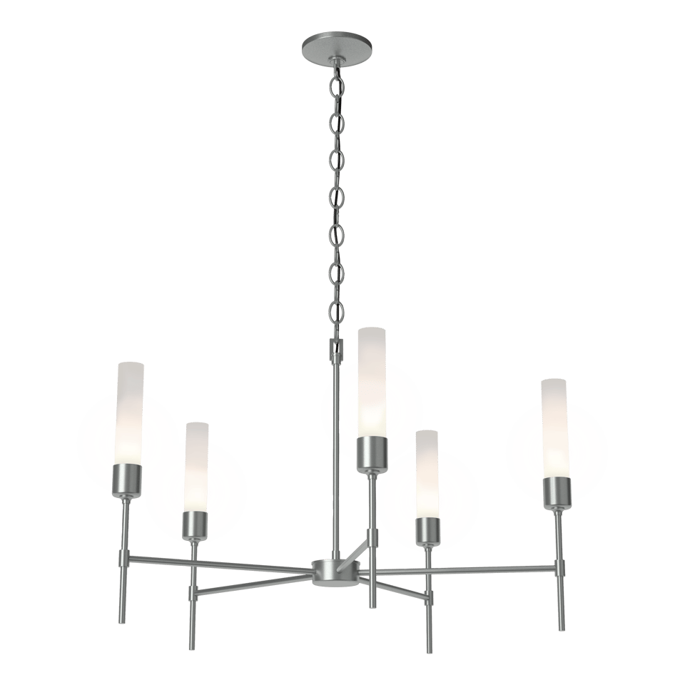 Vela 5-Arm Chandelier - Vintage Platinum - Frosted Glass by Hubbardton Forge