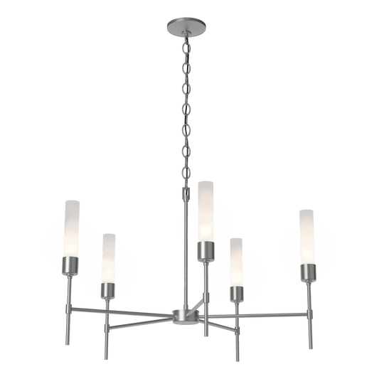 Vela 5-Arm Chandelier - Vintage Platinum - Frosted Glass by Hubbardton Forge