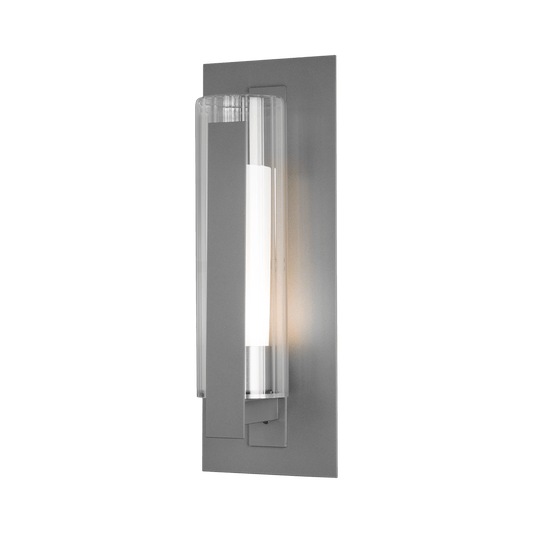 Vertical Bar Fluted Glass Medium Outdoor Sconce - Coastal Burnished Steel by Hubbardton Forge