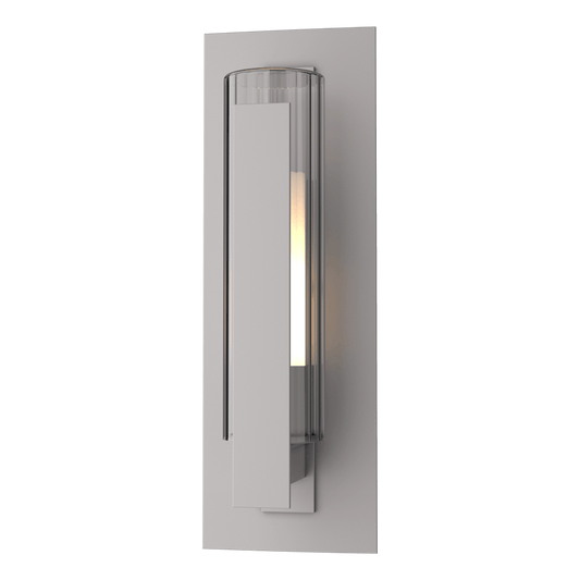 Vertical Bar Fluted Glass Small Outdoor Sconce - Coastal Burnished Steel by Hubbardton Forge