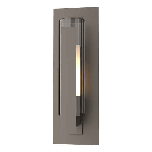 Vertical Bar Fluted Glass Small Outdoor Sconce - Coastal Dark Smoke by Hubbardton Forge