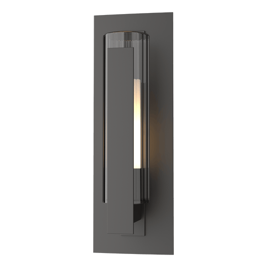 Vertical Bar Fluted Glass Small Outdoor Sconce - Oil Rubbed Bronze by Hubbardton Forge