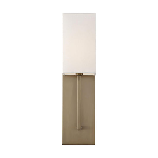 Vesey - 1 Light Wall Sconce - with White Linen Shade - Burnished Brass Finish - Satco 60-6692