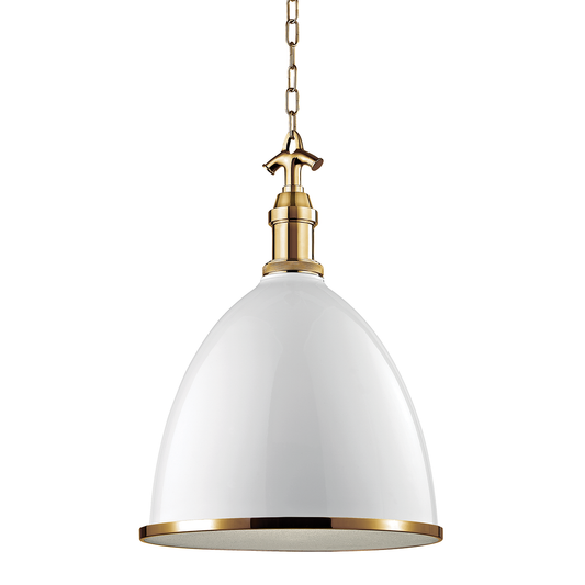 Viceroy Large Pendant - White/Aged Brass by Hudson Valley Lighting