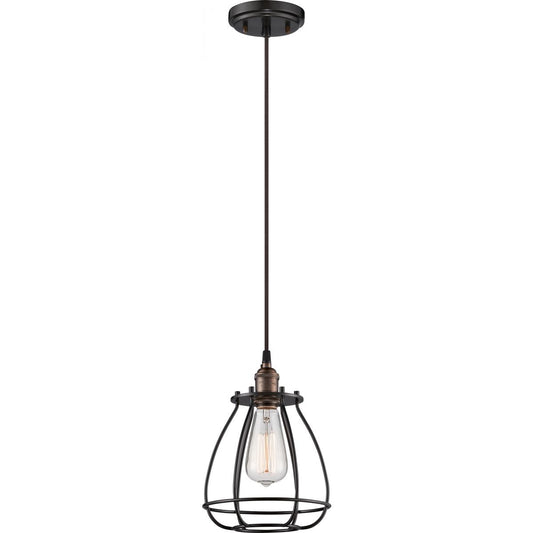 Vintage - 1 Light Caged Pendant - Rustic Bronze Finish - Satco 60-5501