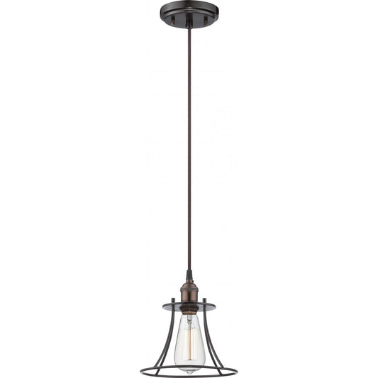 Vintage - 1 Light Caged Pendant - Rustic Bronze Finish - Satco 60-5511