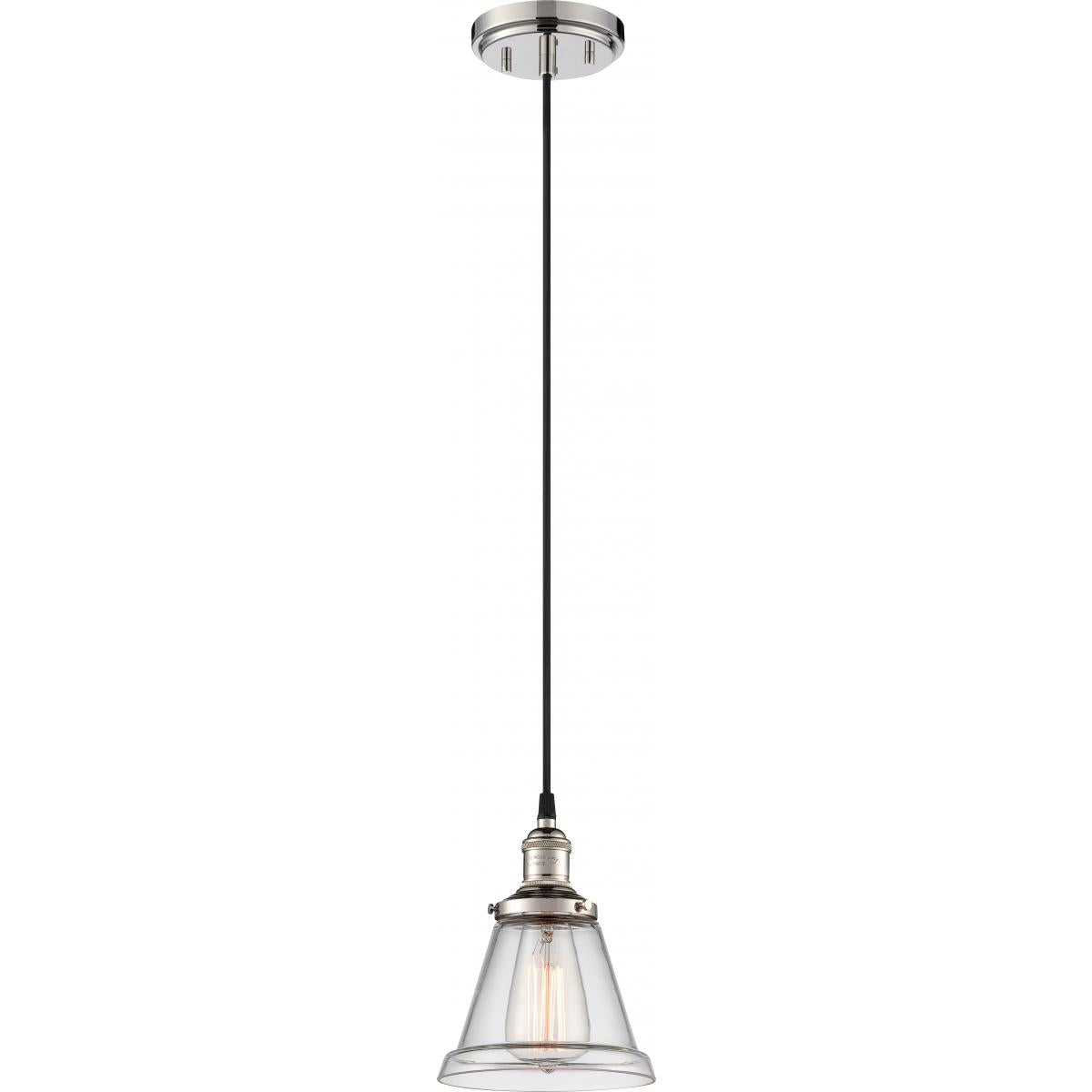 Vintage - 1 Light Pendant with Clear Glass - Polished Nickel Finish - Satco 60-5402