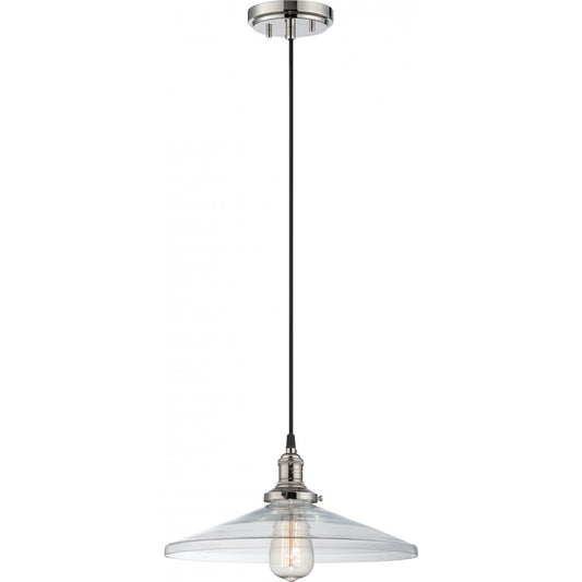Vintage - 1 Light Pendant with Clear Glass - Polished Nickel Finish - Satco 60-5408