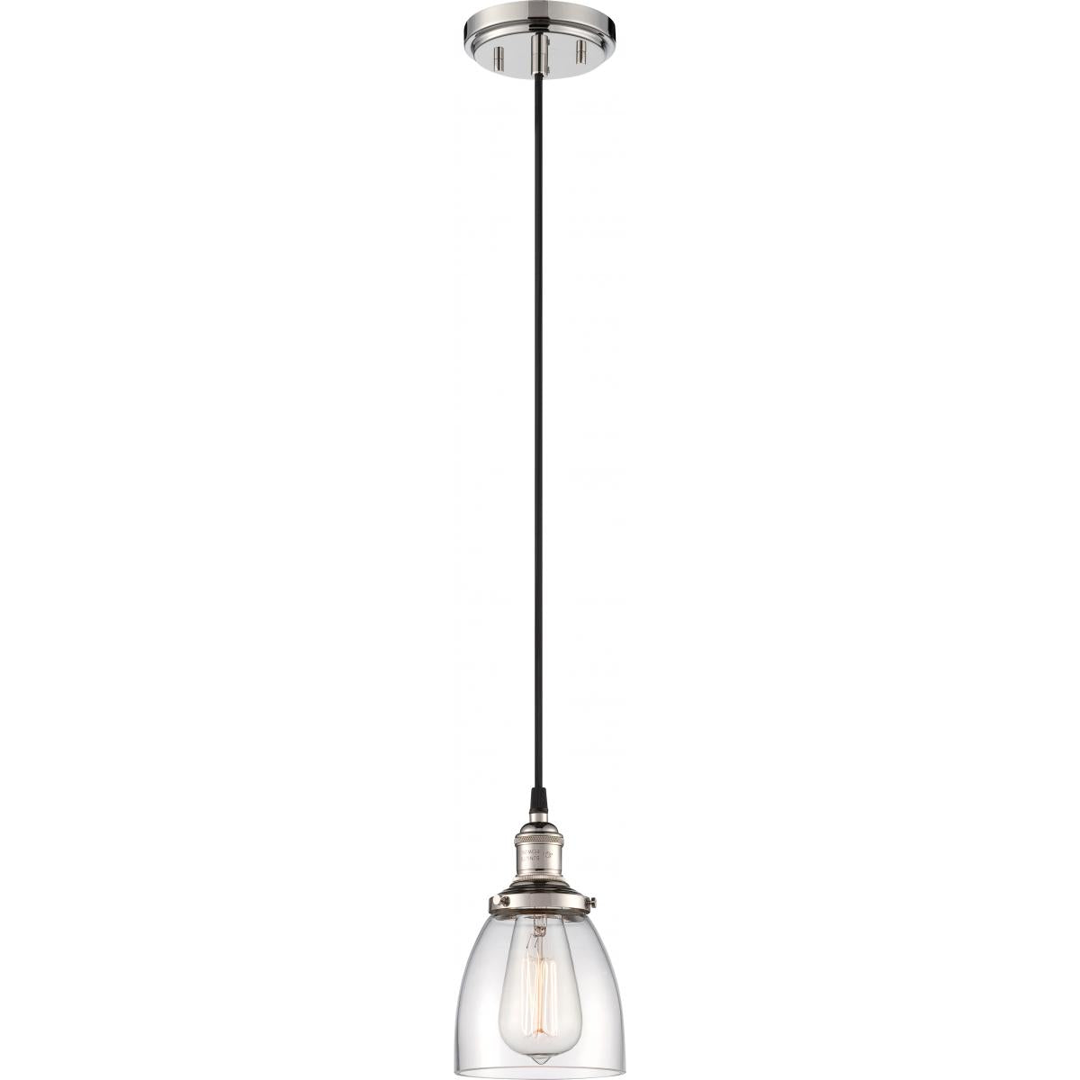 Vintage - 1 Light Pendant with Clear Glass - Polished Nickel Finish - Satco 60-5404