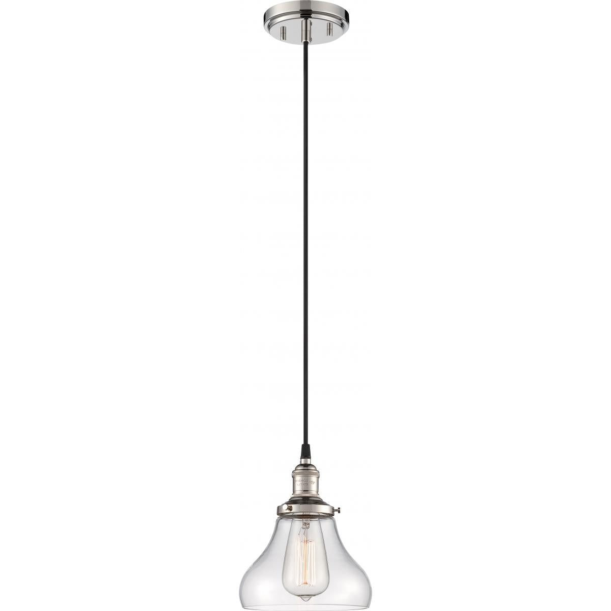 Vintage - 1 Light Pendant with Clear Glass - Polished Nickel Finish - Satco 60-5403
