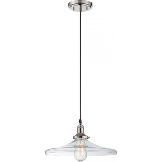 Vintage - 1 Light Pendant with Clear Glass - Polished Nickel Finish - Satco 60-5407