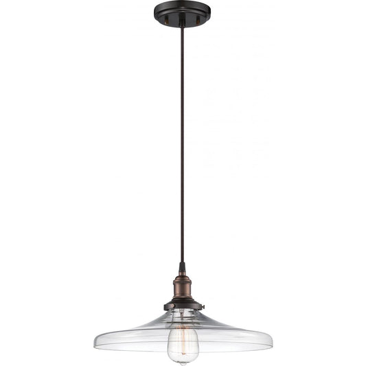 Vintage - 1 Light Pendant with Clear Glass - Rustic Bronze Finish - Satco 60-5507