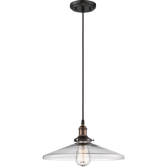 Vintage - 1 Light Pendant with Clear Glass - Rustic Bronze Finish - Satco 60-5508