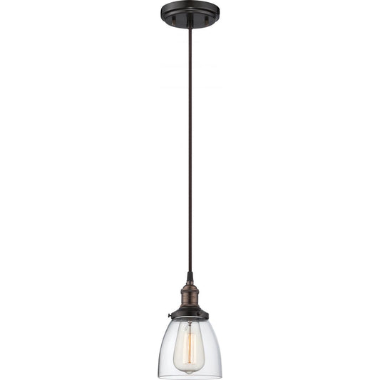 Vintage - 1 Light Pendant with Clear Glass - Rustic Bronze Finish - Satco 60-5504