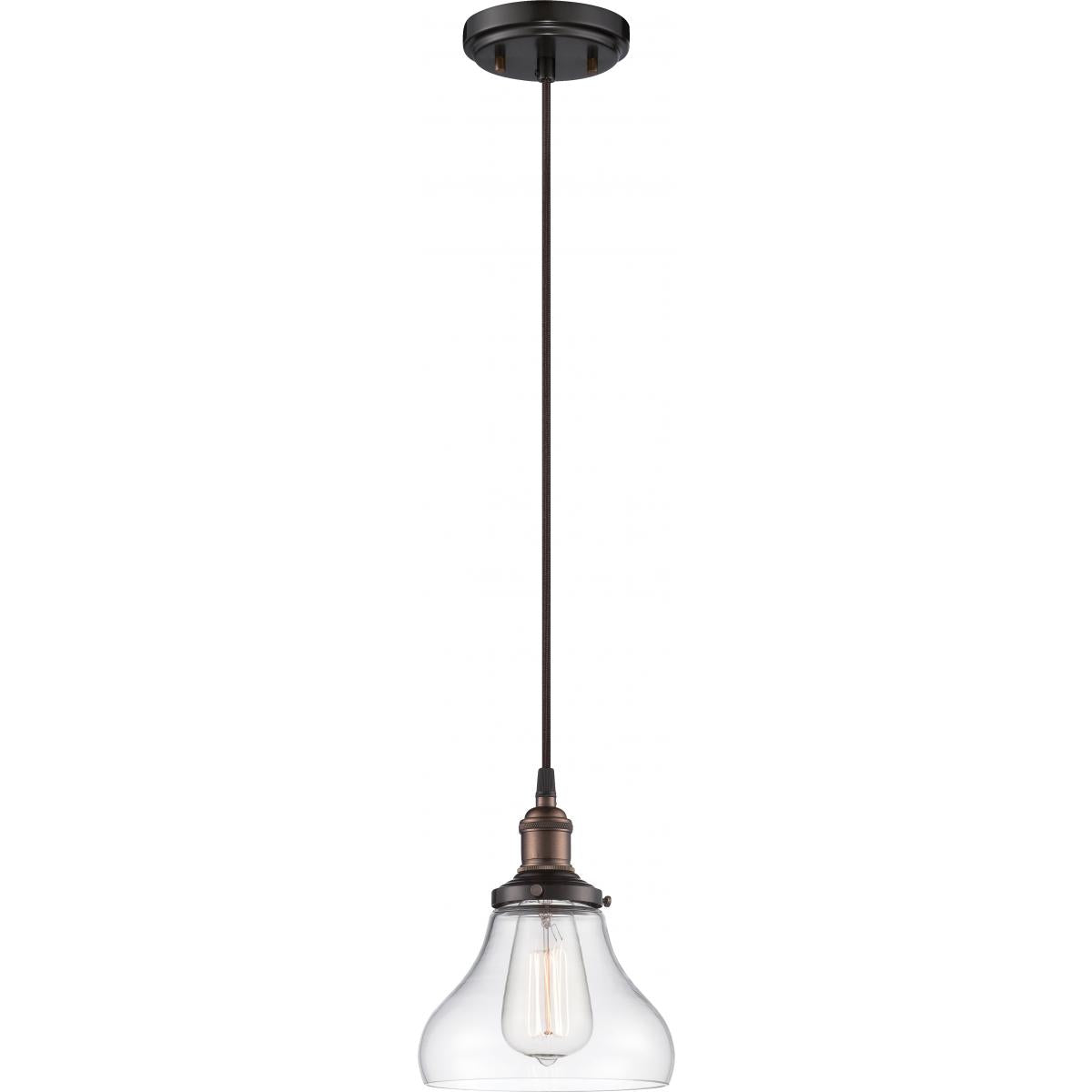 Vintage - 1 Light Pendant with Clear Glass - Rustic Bronze Finish - Satco 60-5503
