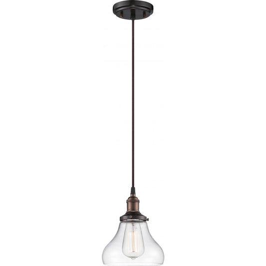 Vintage - 1 Light Pendant with Clear Glass - Rustic Bronze Finish - Satco 60-5503