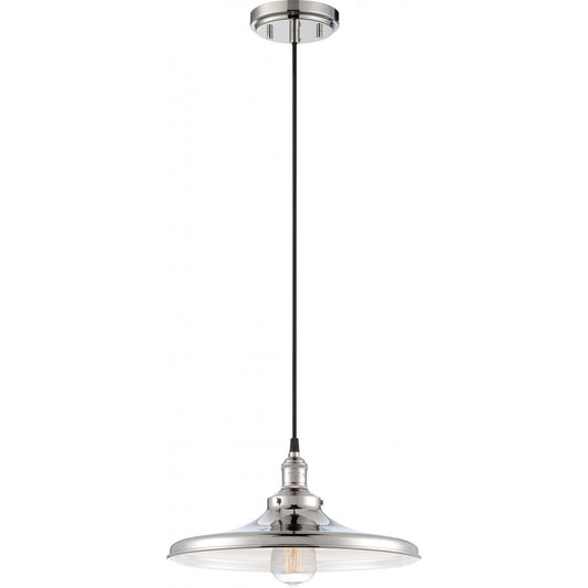 Vintage - 1 Light Pendant with Metal Shade - Polished Nickel Finish - Satco 60-5406