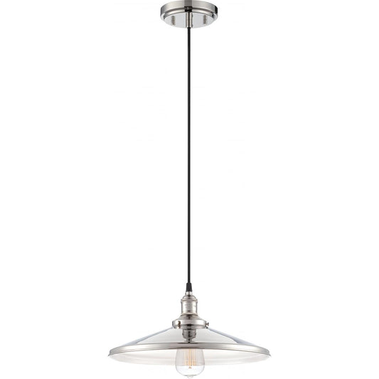 Vintage - 1 Light Pendant with Metal Shade - Polished Nickel Finish - Satco 60-5409