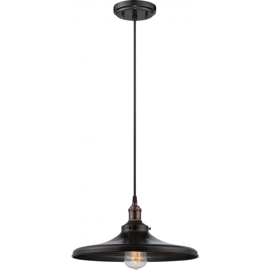 Vintage - 1 Light Pendant with Metal Shade - Rustic Bronze Finish - Satco 60-5506