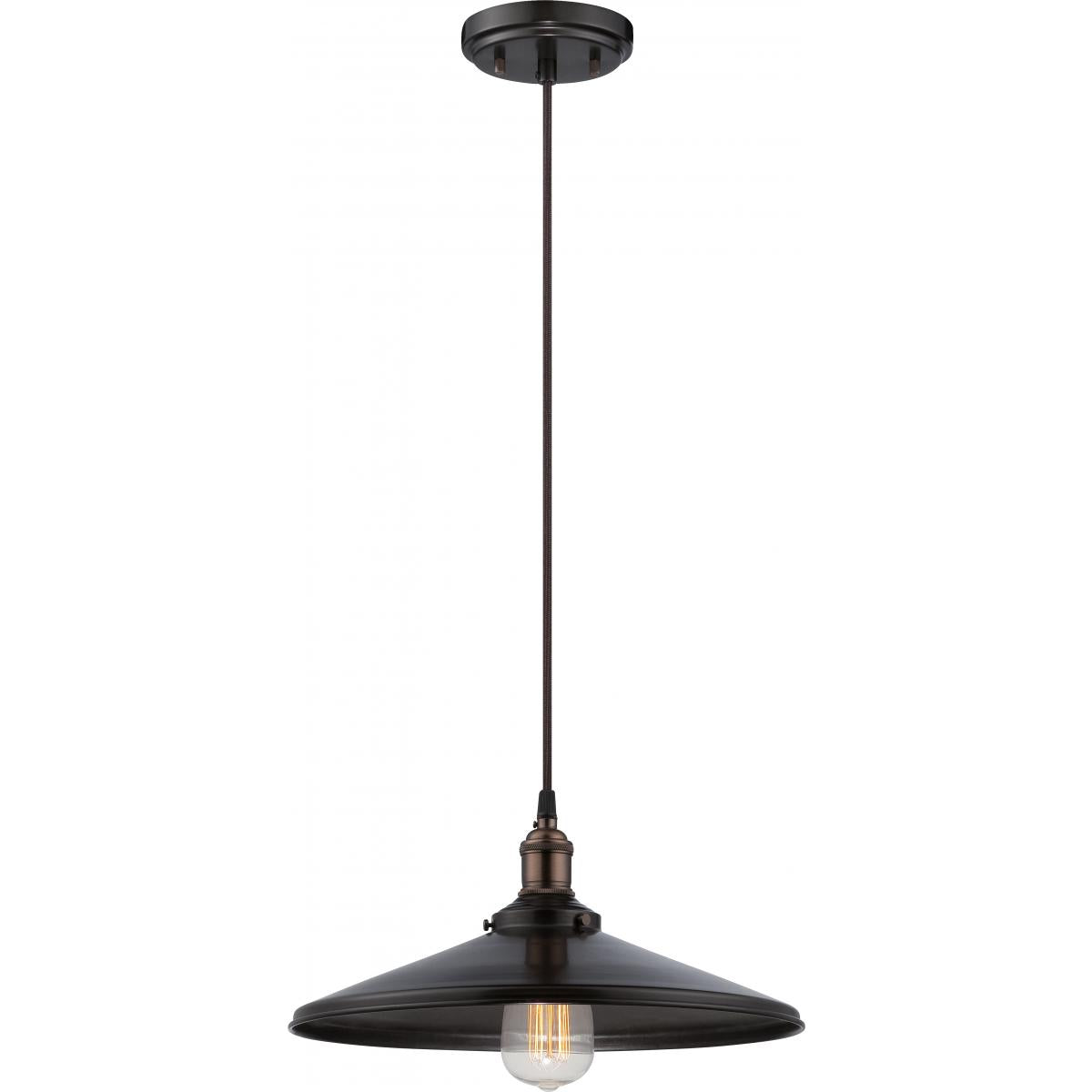 Vintage - 1 Light Pendant with Metal Shade - Rustic Bronze Finish - Satco 60-5509
