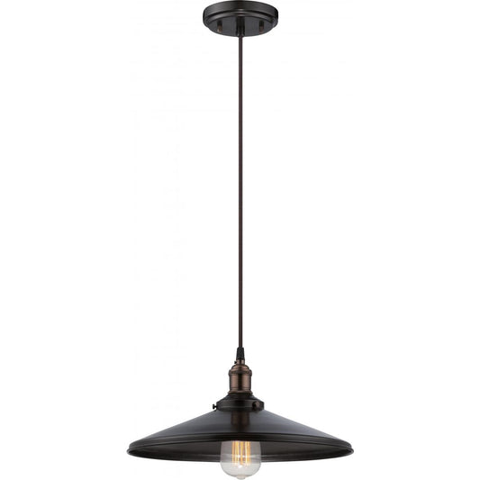 Vintage - 1 Light Pendant with Metal Shade - Rustic Bronze Finish - Satco 60-5509