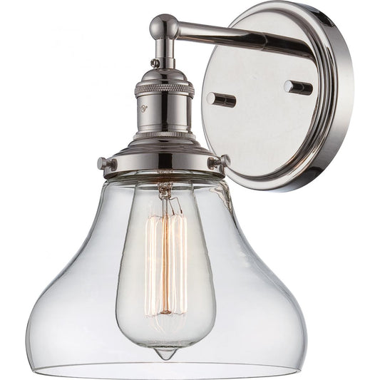 Vintage - 1 Light Sconce with Clear Glass - Polished Nickel Finish - Satco 60-5413