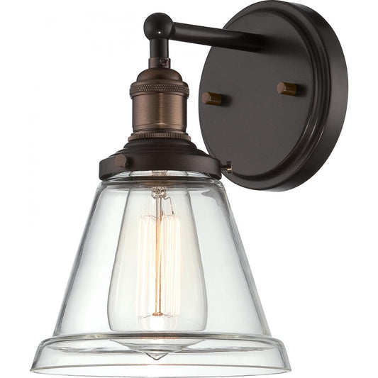 Vintage - 1 Light Sconce with Clear Glass - Rustic Bronze Finish - Satco 60-5512