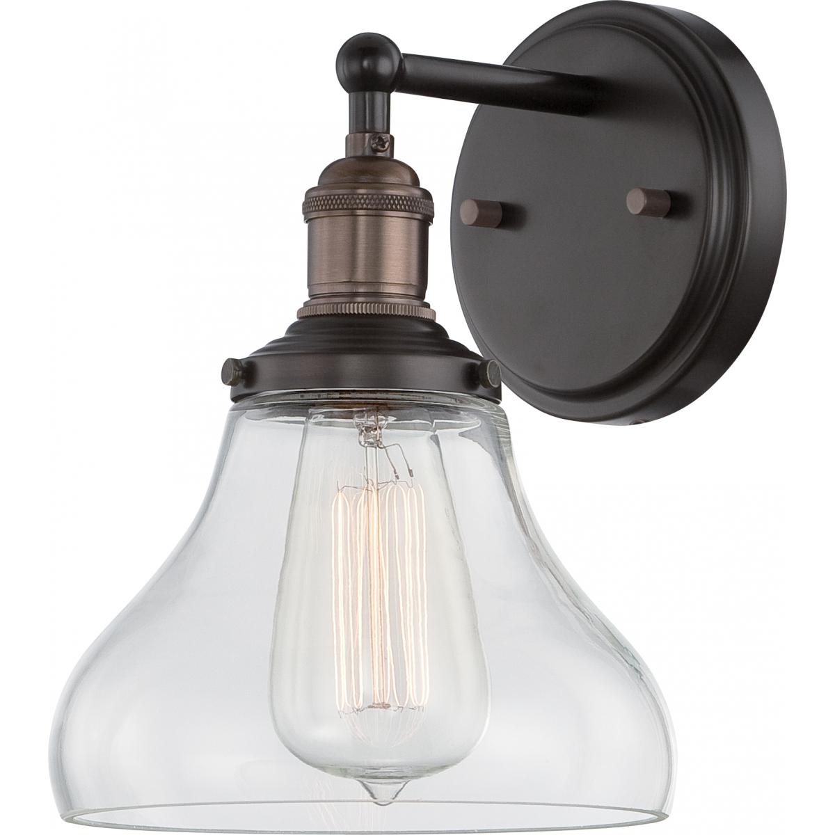 Vintage - 1 Light Sconce with Clear Glass - Rustic Bronze Finish - Satco 60-5513