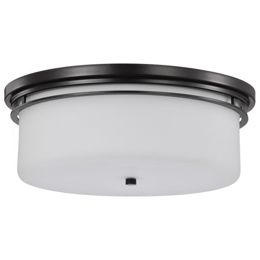 Warren - 15 Inch Flush Mount - Gun Metal with Satin White Glass - Satco 60-8034