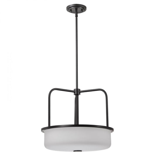 Warren - 17 Inch Pendant - Gun Metal with Satin White Glass - Satco 60-8037