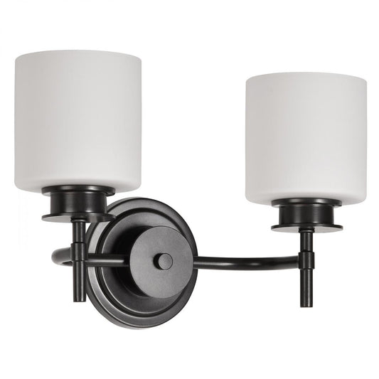 Warren - 2 Light Vanity - Gun Metal with Satin White Glass - Satco 60-8032