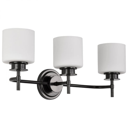Warren - 3 Light Vanity - Gun Metal with Satin White Glass - Satco 60-8033