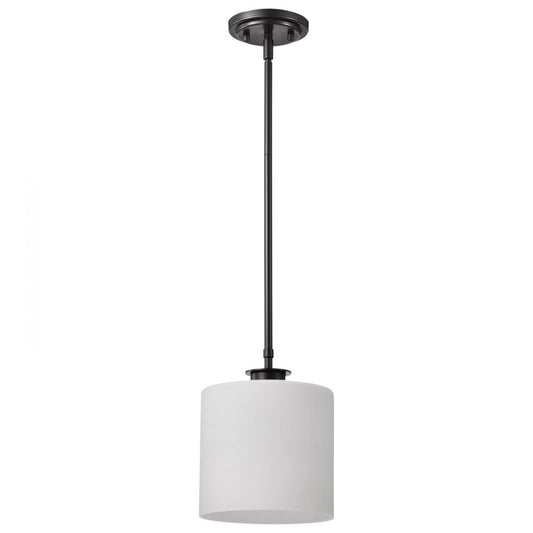 Warren - 8 Inch Pendant - Gun Metal with Satin White Glass - Satco 60-8036