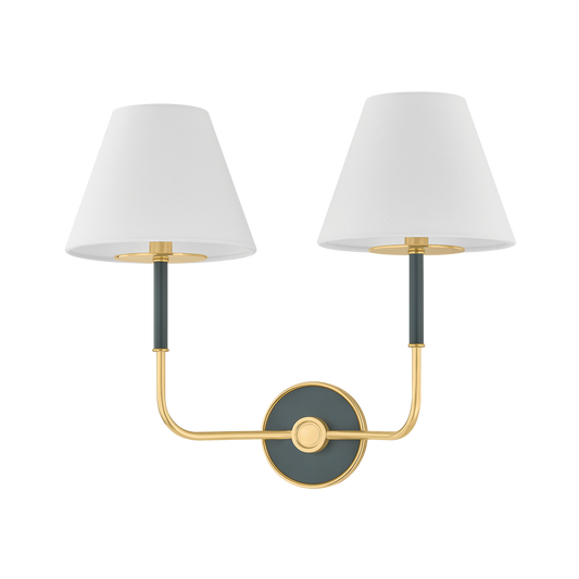 Wedgewood Wall Sconce - 2-Light - Aged Brass/Soft Studio Green by Hudson Valley Lighting