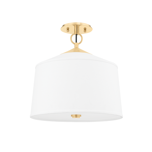 White Plains Semi Flush - Aged Brass by Hudson Valley Lighting