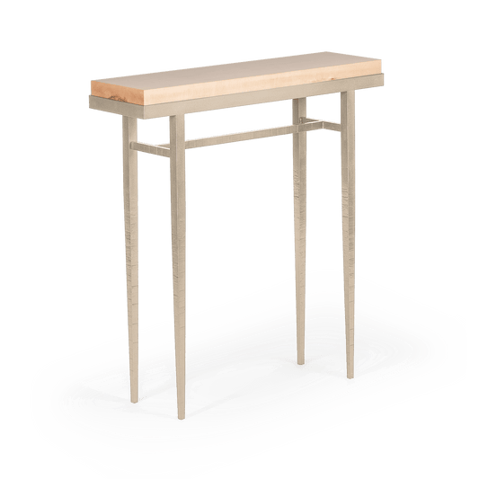 Wick 30" Console Table - Soft Gold - Maple Natural Wood Top Accent by Hubbardton Forge