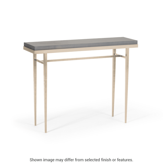 Wick 42" Console Table - Soft Gold - Maple Grey Wood Top Accent by Hubbardton Forge