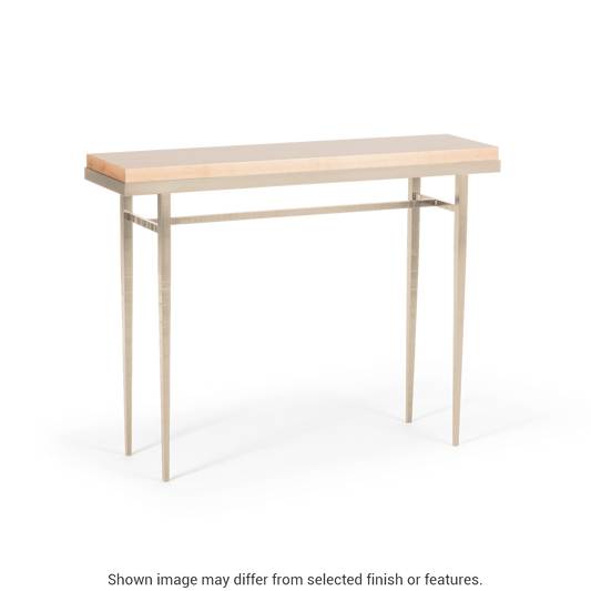 Wick 42" Console Table - Soft Gold - Maple Natural Wood Top Accent by Hubbardton Forge