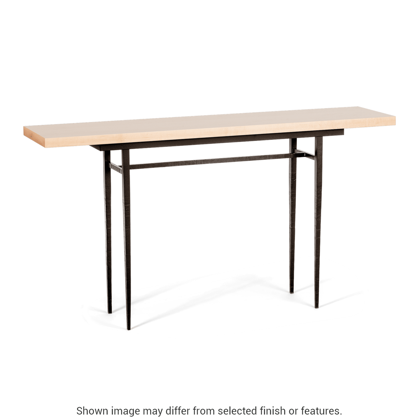 Wick 60" Console Table - Dark Smoke - Maple Natural Wood Top Accent by Hubbardton Forge