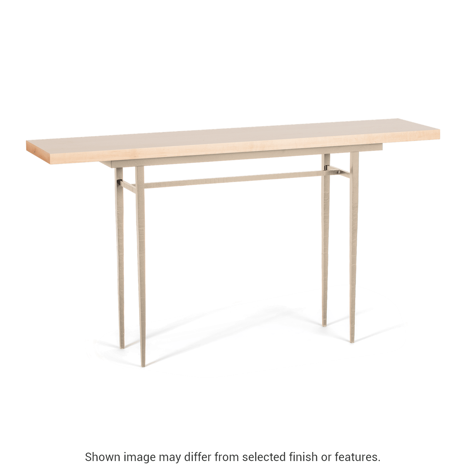Wick 60" Console Table - Soft Gold - Maple Natural Wood Top Accent by Hubbardton Forge
