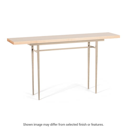 Wick 60" Console Table - Soft Gold - Maple Natural Wood Top Accent by Hubbardton Forge