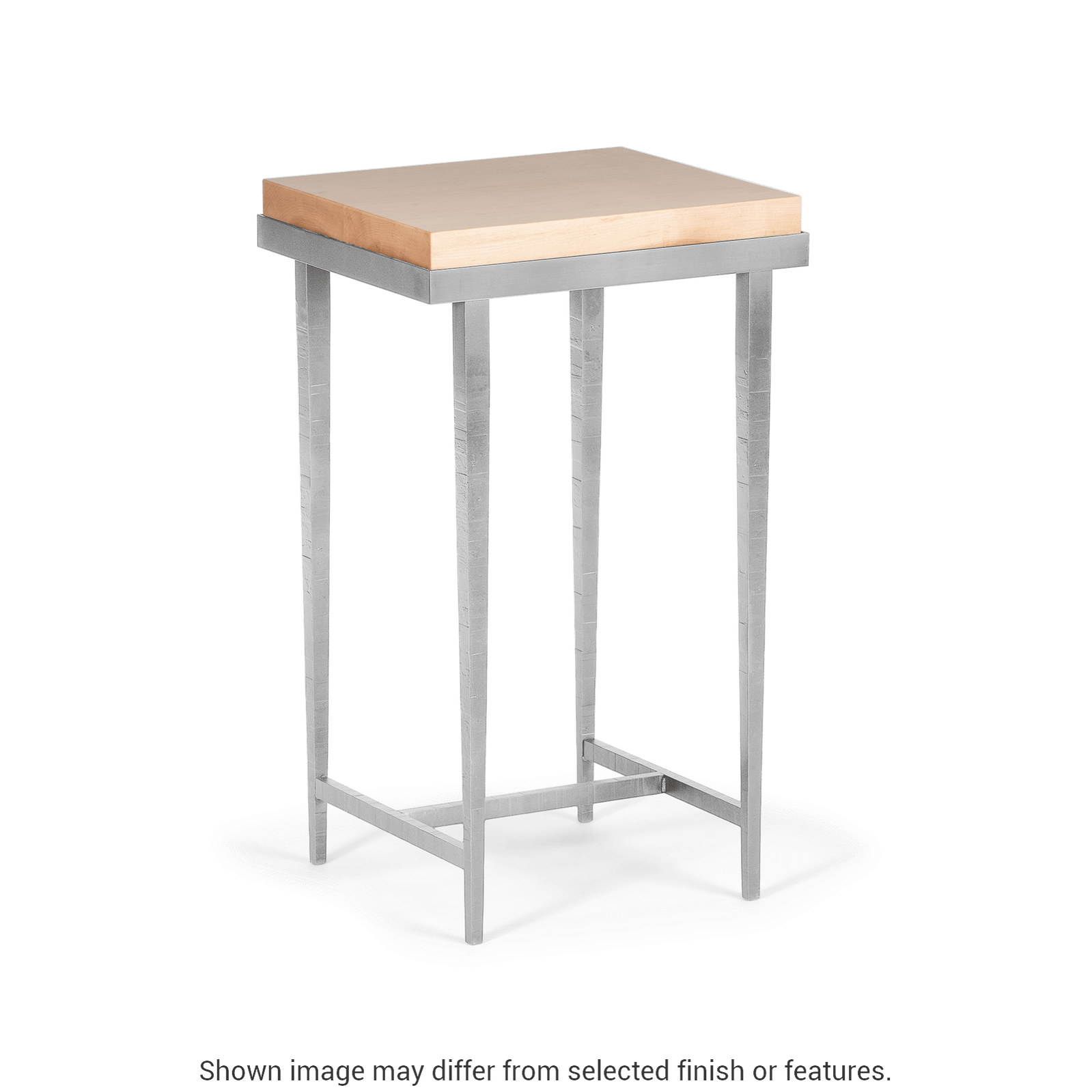 Wick Side Table - Vintage Platinum - Maple Natural Wood Top Accent by Hubbardton Forge