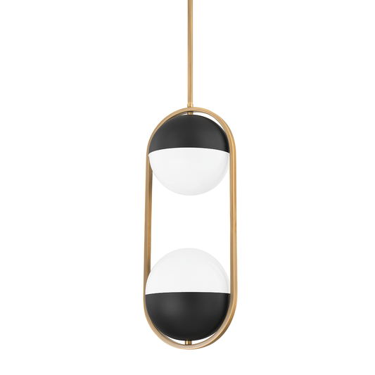 Willard Pendant - 2-Light - Patina Brass - Troy Lighting F9922-PBR/SBK