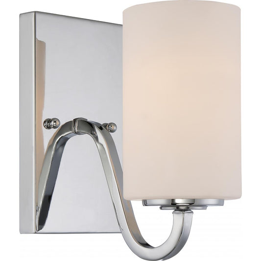 Willow - 1 Light Vanity with White Glass - Polished Nickel Finish - Satco 60-5801