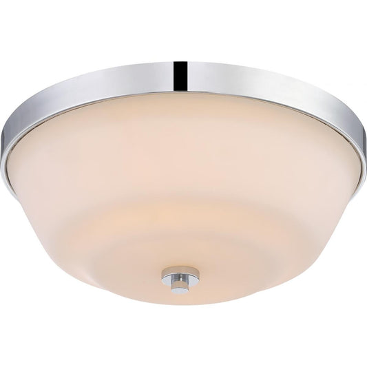 Willow - 2 Light Flush with White Glass - Polished Nickel Finish - Satco 60-5804