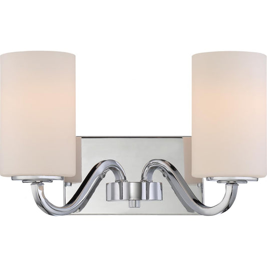 Willow - 2 Light Vanity with White Glass - Polished Nickel Finish - Satco 60-5802
