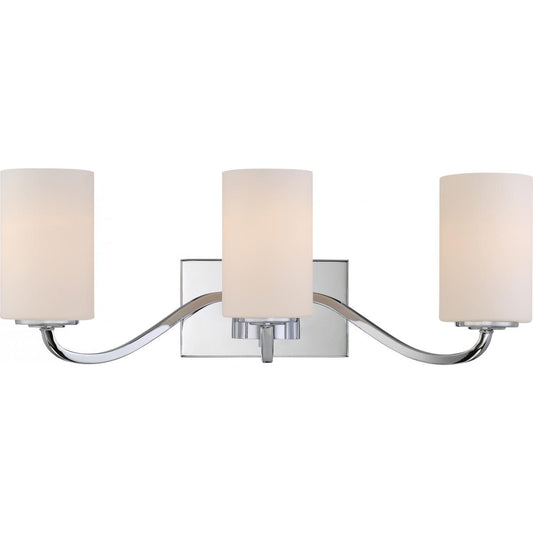 Willow - 3 Light Vanity with White Glass - Polished Nickel Finish - Satco 60-5803
