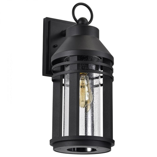 Wilton - 1 Light Large Wall Lantern - Matte Black with Clear Seeded Glass - Satco 60-8103
